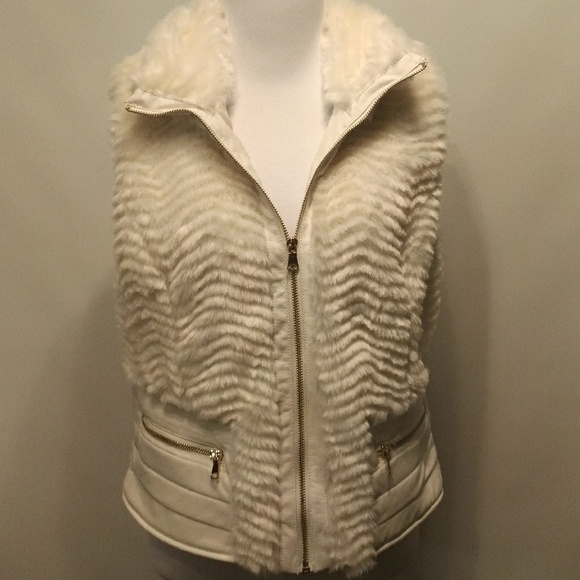 Ci Sono Jackets & Blazers - CI SONO - White Fur Vest with Gold Zippers